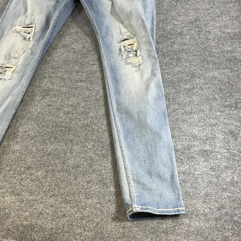 7 For All Mankind Jeans Mens 40x36 Stacked Skinny Distressed Light Wash Denim